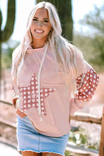 Light pink star long sleeve hoodie with floral applique patch