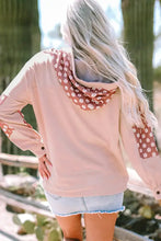 Blush pink star long sleeve hoodie with floral applique and drawstring