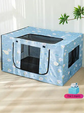 Lightweight breathable pet tent with clouds, animals pattern, mesh windows
