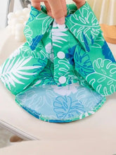 Lightweight Pet Top with monstera leaf print, basic style, chest girth fit
