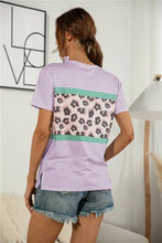Lilac Leopard Print T Shirt with Regular Sleeve Length for Women Woman T Shirts