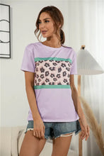Lilac Leopard Print T Shirt with Regular Sleeve Length for Women Turquoise Woman T Shirts