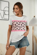 Lilac Leopard Print T Shirt with Regular Sleeve Length for Women Woman T Shirts