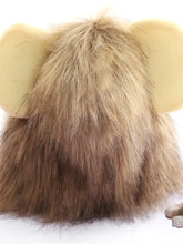 Lion mane pet headwear with faux fur tan brown plush and beige ears