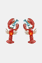 Red lobster shape glass stone dangle earrings with crystal accents