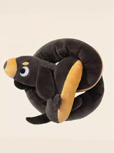 Long animal design plush toy: black and tan dachshund neck pillow