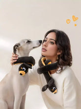 Black and yellow plush dog-shaped long animal design neck wrap toy
