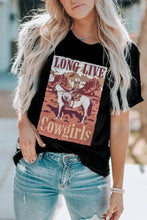 Black long live cowgirls graphic tee short sleeve t-shirt
