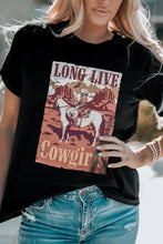 Black Long Live Cowgirls Graphic Tee Short Sleeve T-Shirt