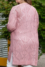 Pink Long Sleeve Open Knit Cardigan for Women