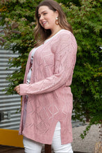 Pink Long Sleeve Open Knit Cardigan for Women