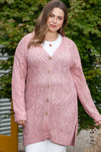 Pink Long Sleeve Open Knit Cardigan for Women