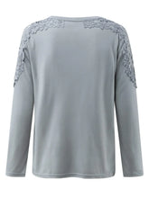 Long Sleeve Blouse with Lace Shoulder Accents