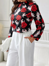 Long Sleeve Floral Print Blouse for Women