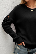 Long Sleeve Knit Pullover with Round Neck and Shoulder Tie Details
