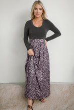 Long Sleeve Leopard Print Maxi Dress Leopard