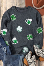 Lucky Clover Beer Sequin Round Neck Sweatshirt Woman Sweatshirts