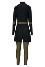 Long Sleeve Olive Green and Black Modest Swimsuit for Women Swimwear