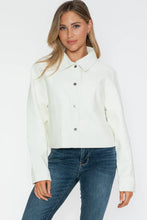Long Sleeve PU Leather Jacket for Women with Snap Button Closure