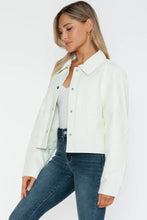 Long Sleeve PU Leather Jacket for Women with Snap Button Closure Woman Outerwear