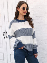 Long Sleeve Striped Knit Sweater Pullover for Women