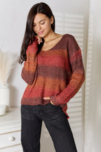 Long Sleeve Striped Knit Sweater Pullover for Women