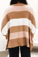 Long Sleeve Striped Sweater in Brown and Pink
