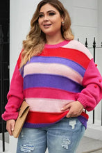 Long Sleeve Striped Sweater with Pom Pom Sleeves Sweater Pullovers