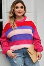 Long Sleeve Striped Sweater with Pom Pom Sleeves Sweater Pullovers