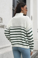 Long Sleeve Striped Turtleneck Sweater for Women Acrylic Pullover Sweater Pullovers