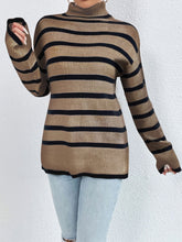 Long Sleeve Striped Turtleneck Sweater Pullover for Women