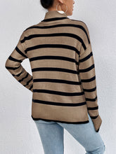Long Sleeve Striped Turtleneck Sweater Pullover for Women