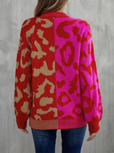 Long Sleeve Two Tone Leopard Print Sweater Pullover