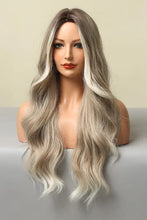 Long silver gray ombre heat safe wavy wig with face framing highlights