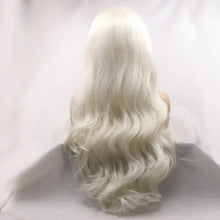 Long wavy platinum blonde heat safe synthetic wig