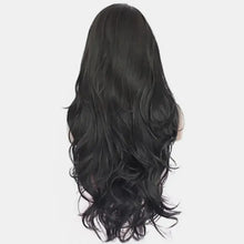 Long wavy synthetic hair heat safe black wig