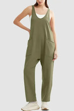Olive green Lovelet wide strap jumpsuit with pockets and relaxed fit