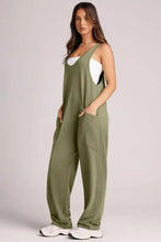 Olive green lovelet wide strap jumpsuit with shoulder cutouts