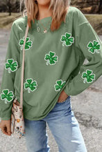 Green Sequin Lucky Clover Long Sleeve Sweatshirt