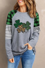 Women’s lucky clover raglan sleeve sweatshirt with green plaid long sleeves