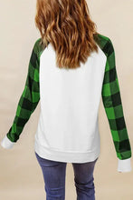 Lucky Clover round neck long sleeve T-shirt on woman from behind