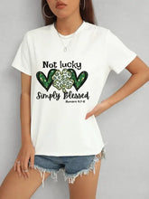 Lucky Clover Round Neck Short Sleeve T-Shirt with Green Shamrock Design