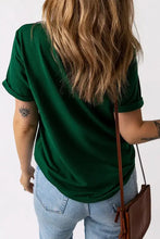 Lucky Round Neck Short Sleeve T-Shirt in dark green for women