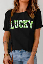Lucky Shamrock Black Short Sleeve T Shirt for Women Black