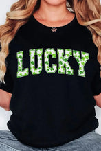 Lucky Shamrock Black Short Sleeve T Shirt for Women