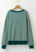 LUCKY Striped Round Neck Long Sleeve Sweatshirt Woman Sweatshirts
