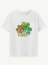 Lucky Vibes round neck short sleeve t-shirt with shamrock