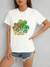 LUCKY VIBES Round Neck Short Sleeve T-Shirt Woman T Shirts