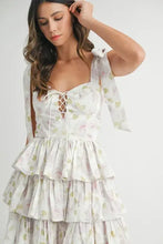 MABLE Floral Print Shoulder Tie Layered Mini Dress Casual Dresses