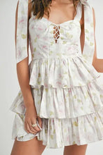 MABLE Floral Print Shoulder Tie Layered Mini Dress Casual Dresses
